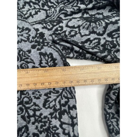 LOFT Floral Jacquard Puffed Shoulders Cutout Back Long Sleeve Top size Large Bla - Picture 5 of 6